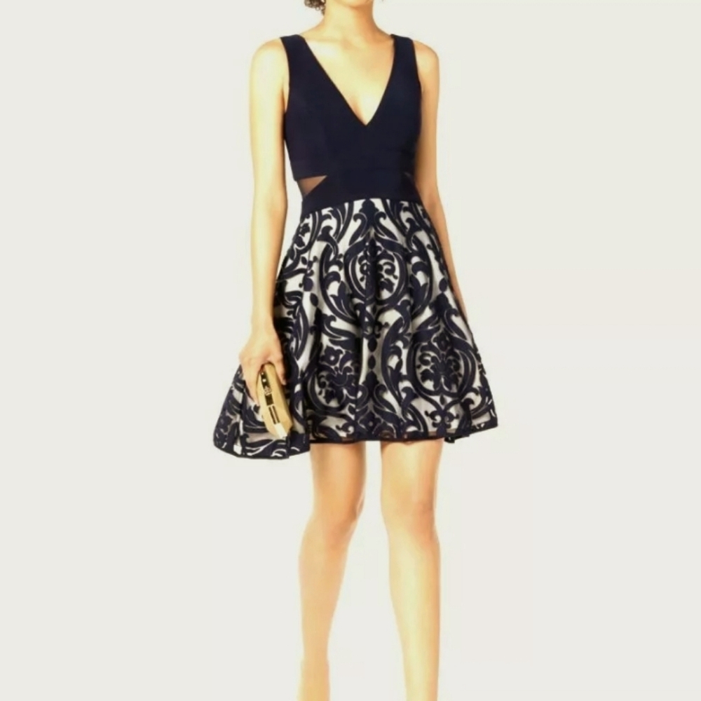 Women's Xscape Sleeveless Cocktail Dress w Illusion Cutout